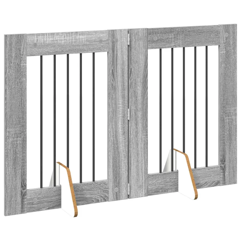 Šunų vartai su stovais 2 pcs Pilka sonoma ąžuolo 60 x 80 cm