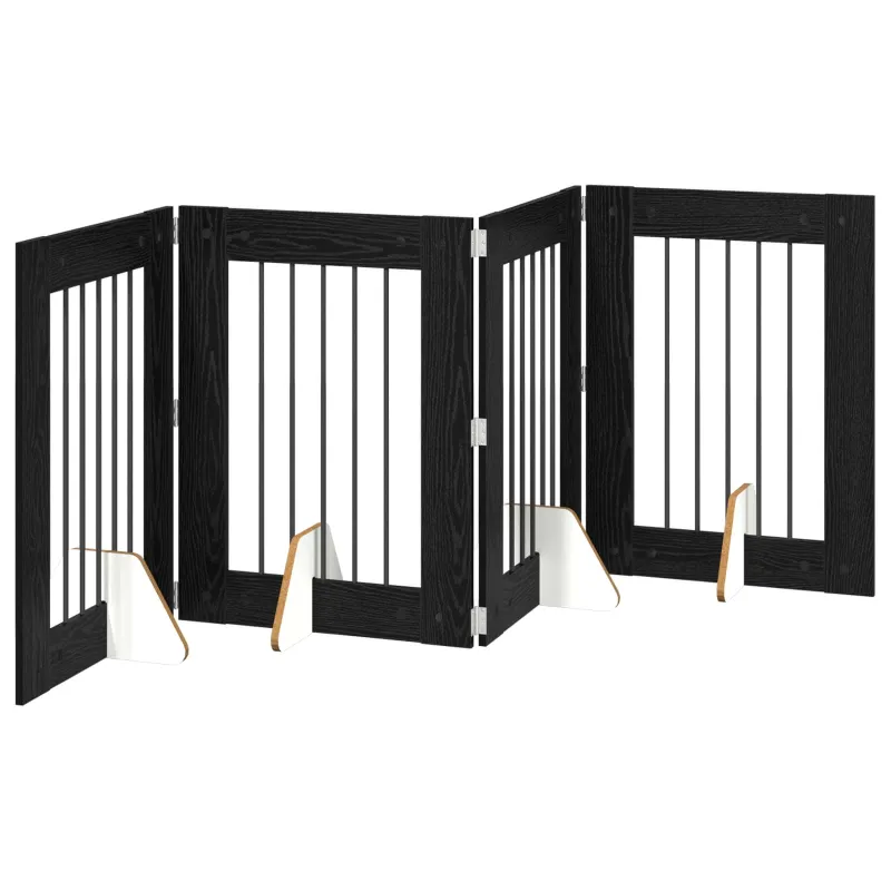 Šunų vartai su stovais 4 pcs Juodojo ąžuolo 60 x 80 cm