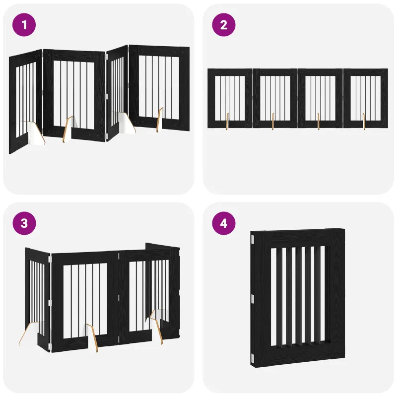 Šunų vartai su stovais 4 pcs Juodojo ąžuolo 60 x 80 cm