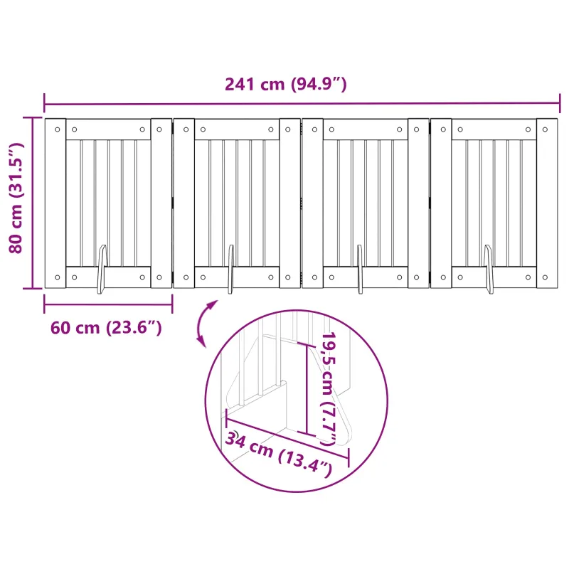 Šunų vartai su stovais 4 pcs Juodojo ąžuolo 60 x 80 cm