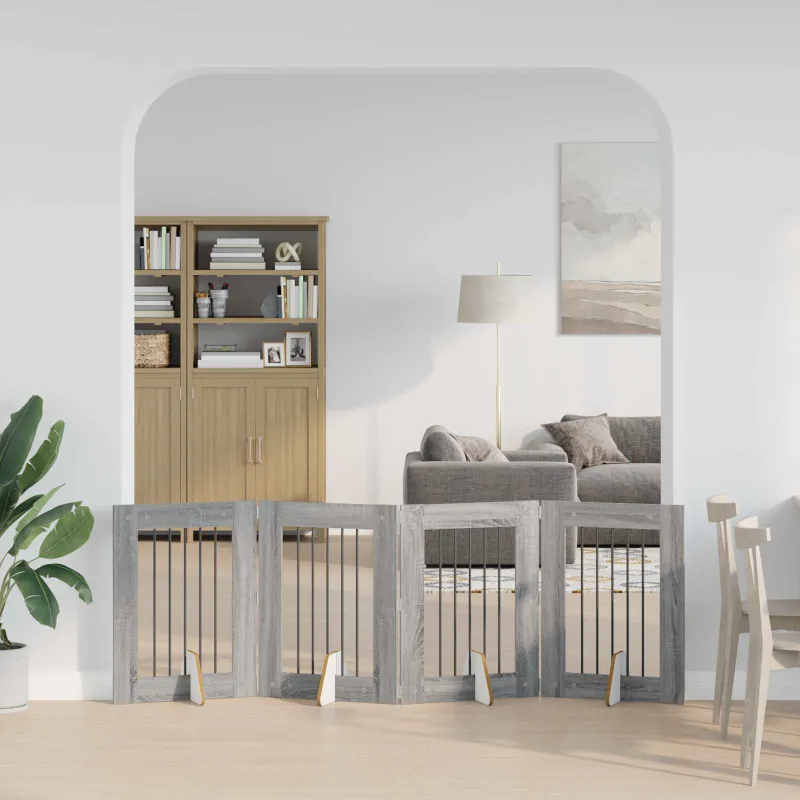 Šunų vartai su stovais 4 pcs Pilka sonoma ąžuolo 60 x 80 cm