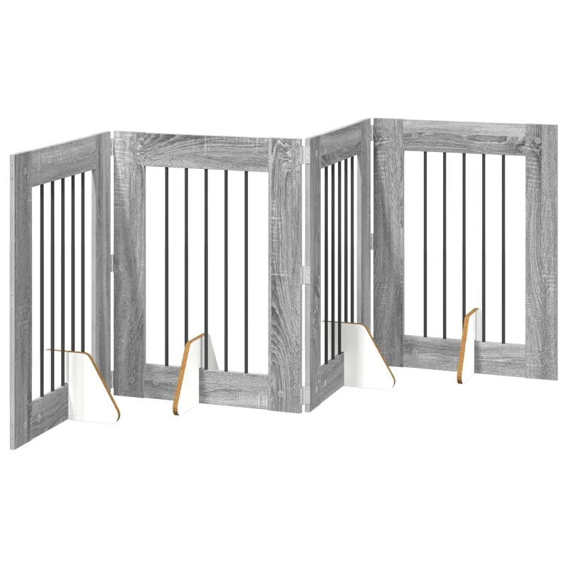 Šunų vartai su stovais 4 pcs Pilka sonoma ąžuolo 60 x 80 cm