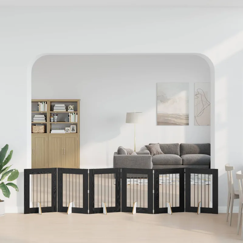 Šunų vartai su stovais 6 pcs Juodojo ąžuolo 60 x 80 cm
