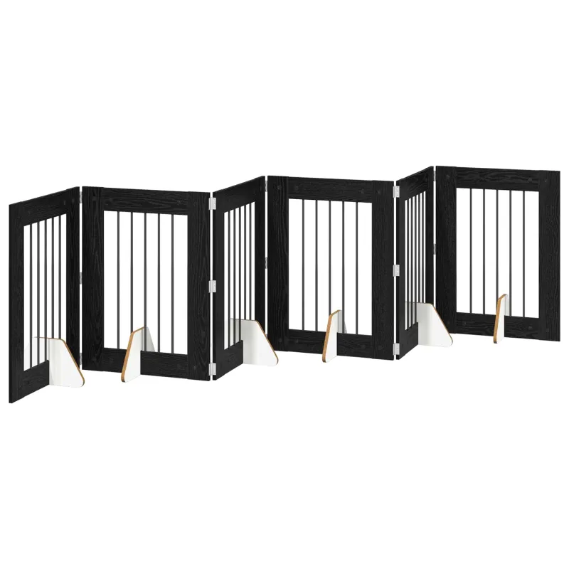 Šunų vartai su stovais 6 pcs Juodojo ąžuolo 60 x 80 cm