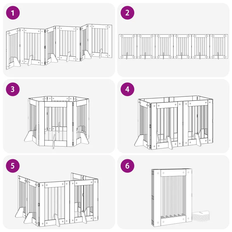 Šunų vartai su stovais 6 pcs Juodojo ąžuolo 60 x 80 cm