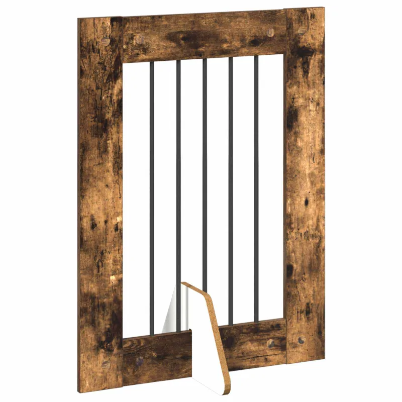 Šunų vartai su stovais 6 pcs Dūminio ąžuolo 60 x 80 cm