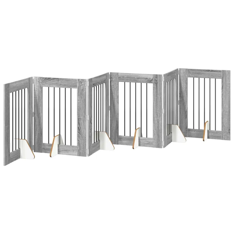 Šunų vartai su stovais 6 pcs Pilka sonoma ąžuolo 60 x 80 cm