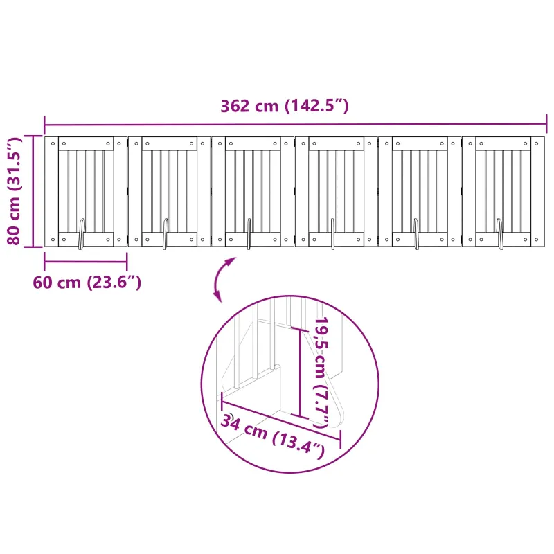 Šunų vartai su stovais 6 pcs Pilka sonoma ąžuolo 60 x 80 cm