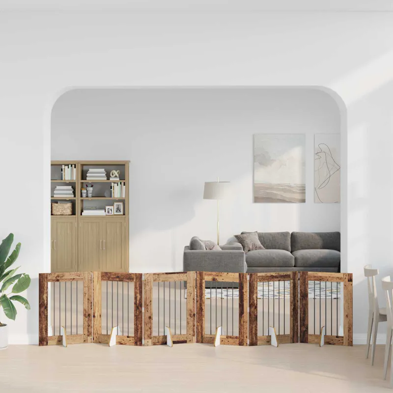 Šunų vartai su stovais 6 pcs Sendintos medienos 60 x 80 cm