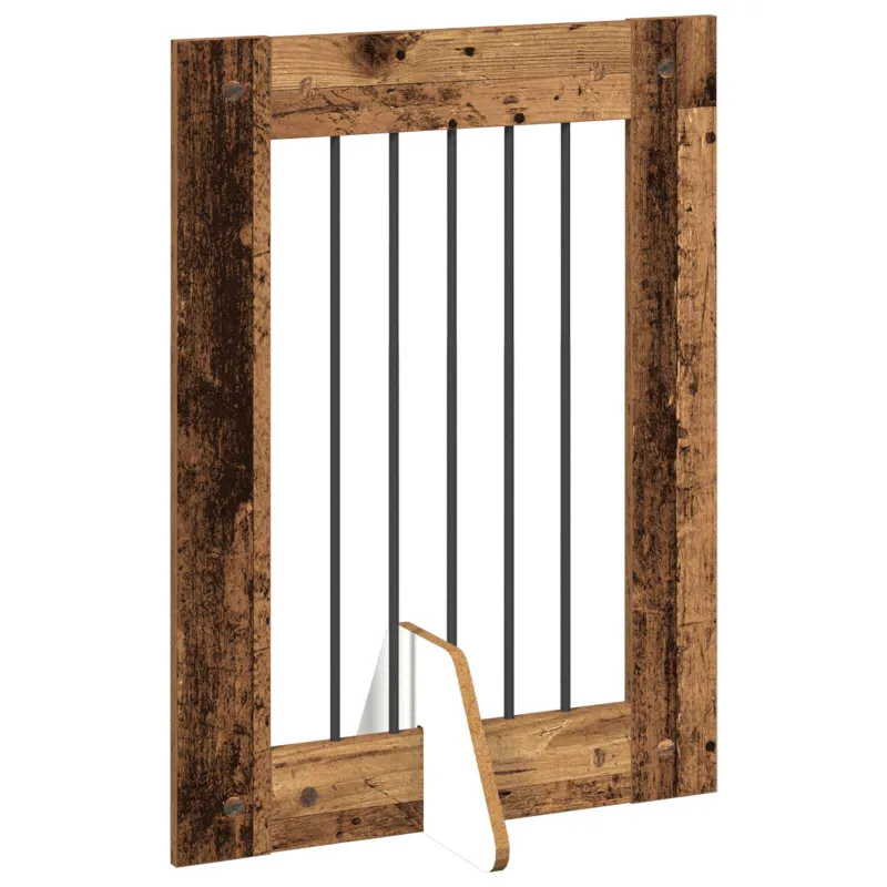 Šunų vartai su stovais 6 pcs Sendintos medienos 60 x 80 cm