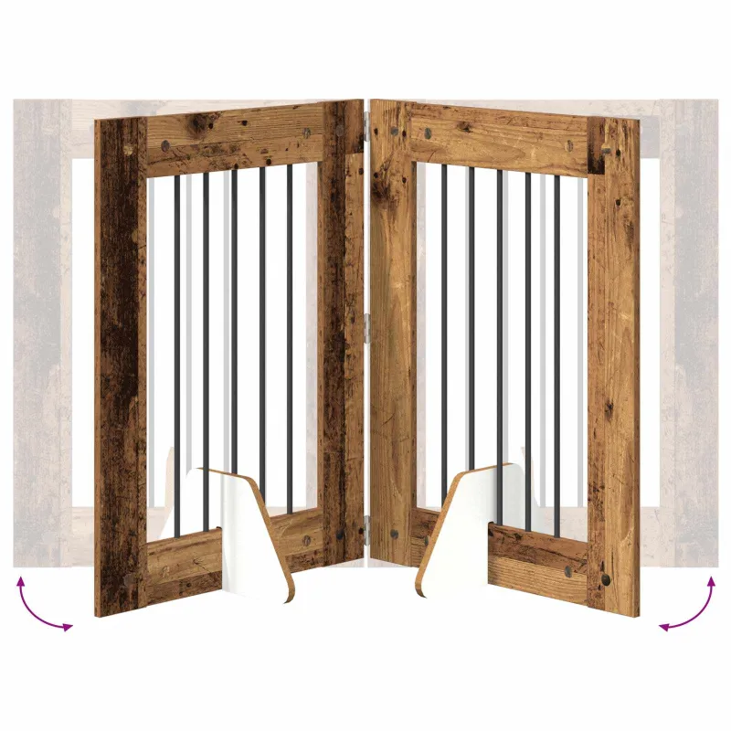 Šunų vartai su stovais 6 pcs Sendintos medienos 60 x 80 cm