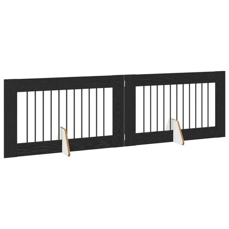 Šunų vartai su stovais 2 pcs Juodojo ąžuolo 100 x 60 cm