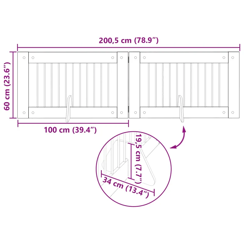 Šunų vartai su stovais 2 pcs Juodojo ąžuolo 100 x 60 cm