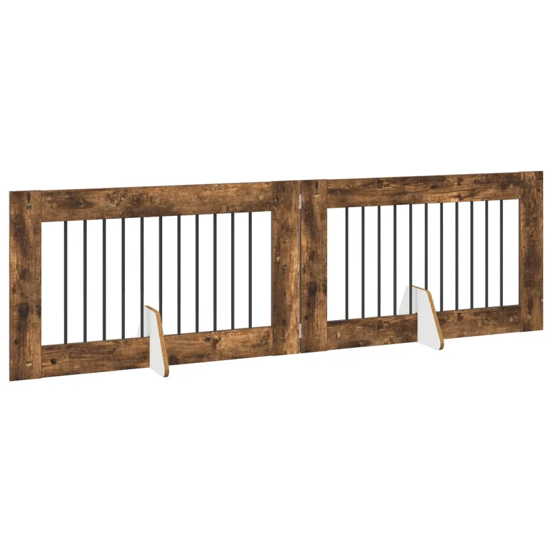 Šunų vartai su stovais 2 pcs Dūminio ąžuolo 100 x 60 cm