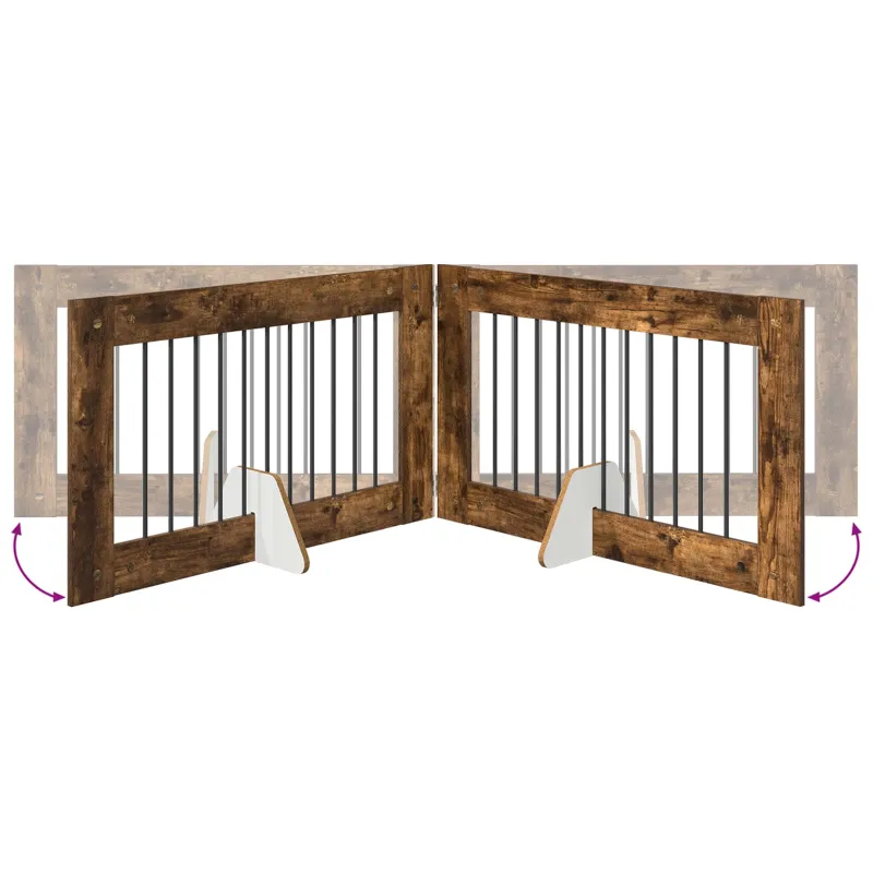 Šunų vartai su stovais 2 pcs Dūminio ąžuolo 100 x 60 cm