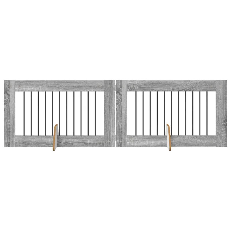 Šunų vartai su stovais 2 pcs Pilka sonoma ąžuolo 100 x 60 cm