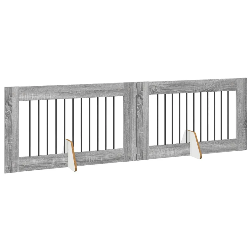 Šunų vartai su stovais 2 pcs Pilka sonoma ąžuolo 100 x 60 cm