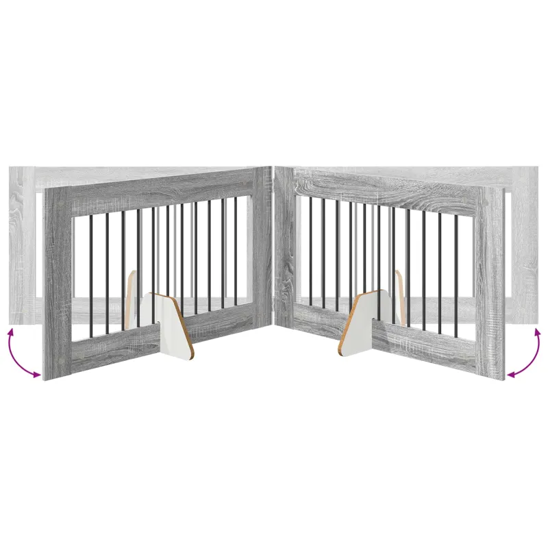 Šunų vartai su stovais 2 pcs Pilka sonoma ąžuolo 100 x 60 cm