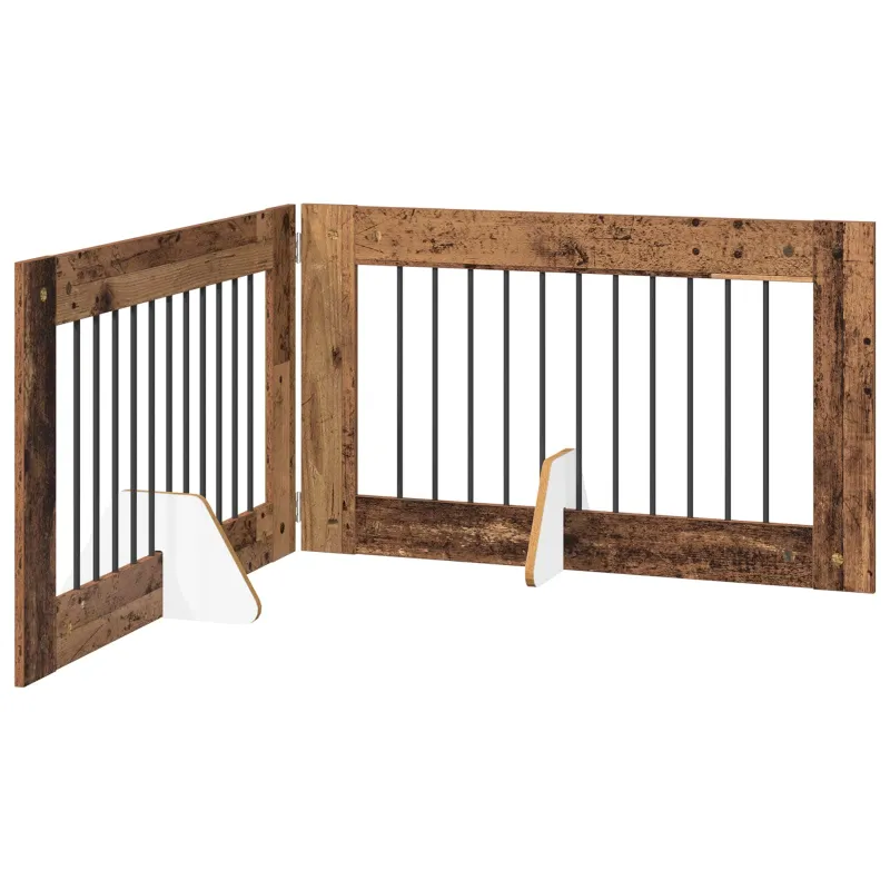 Šunų vartai su stovais 2 pcs Sendintos medienos 100 x 60 cm