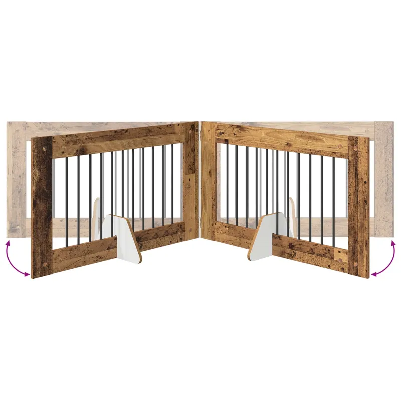 Šunų vartai su stovais 2 pcs Sendintos medienos 100 x 60 cm