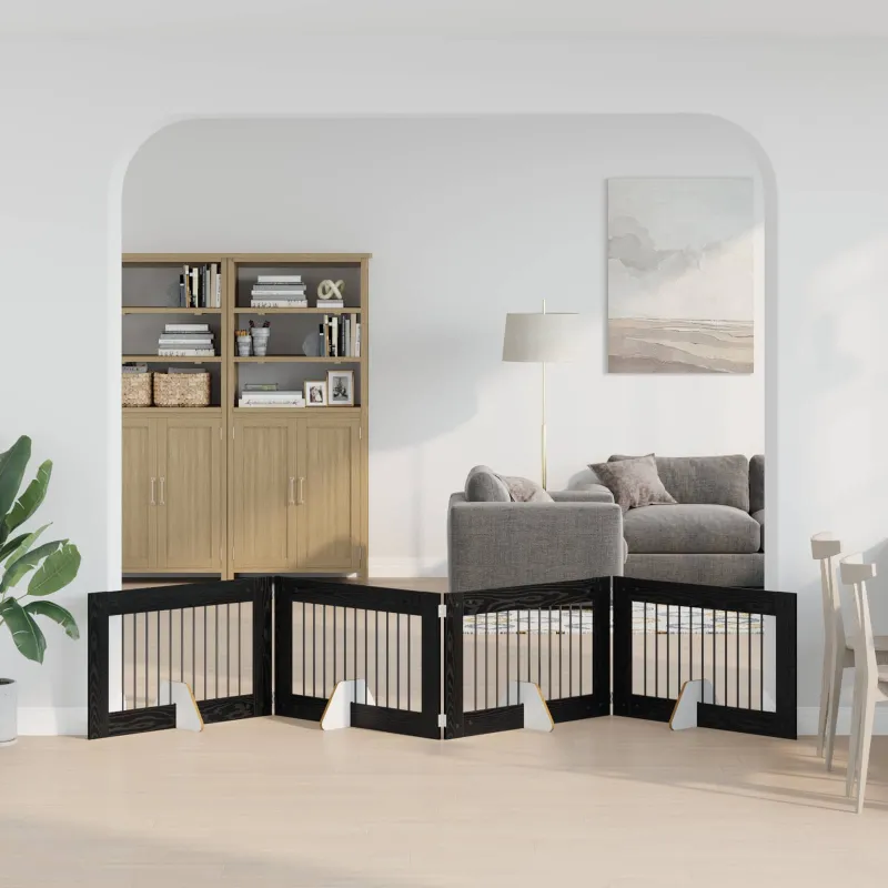 Šunų vartai su stovais 4 pcs Juodojo ąžuolo 100 x 60 cm