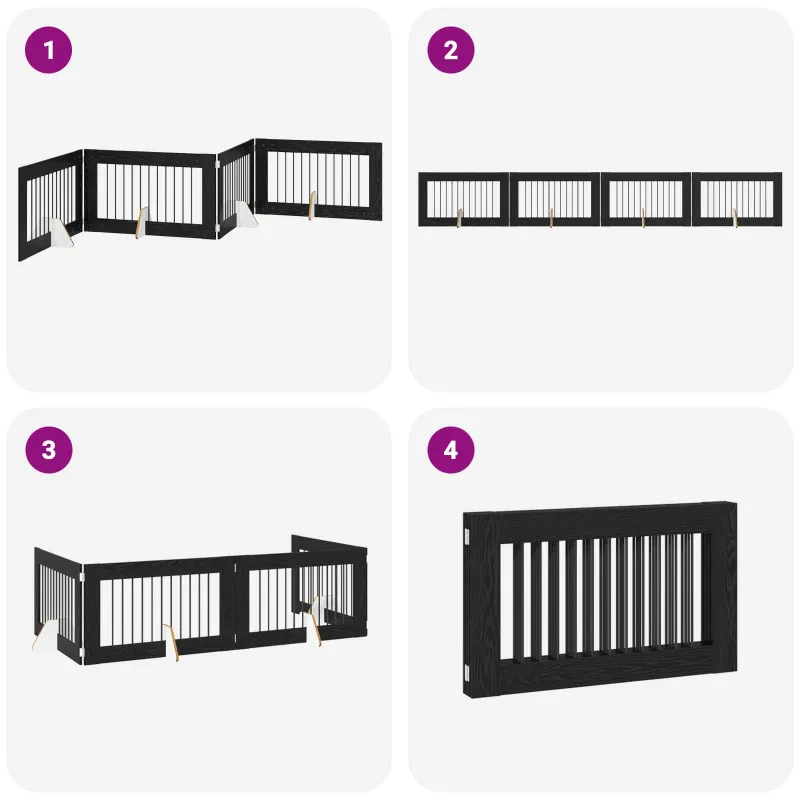 Šunų vartai su stovais 4 pcs Juodojo ąžuolo 100 x 60 cm