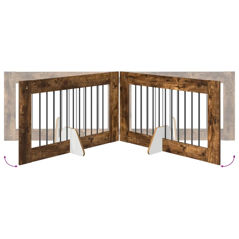 Šunų vartai su stovais 4 pcs Dūminio ąžuolo 100 x 60 cm