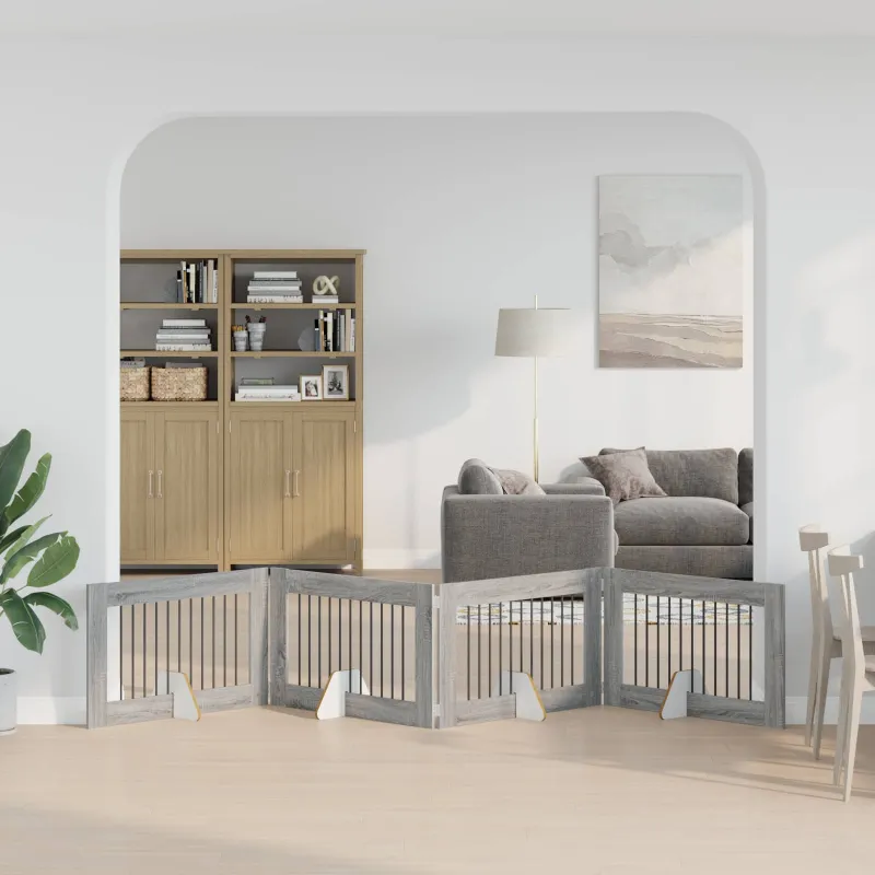 Šunų vartai su stovais 4 pcs Pilka sonoma ąžuolo 100 x 60 cm