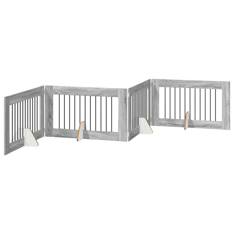Šunų vartai su stovais 4 pcs Pilka sonoma ąžuolo 100 x 60 cm