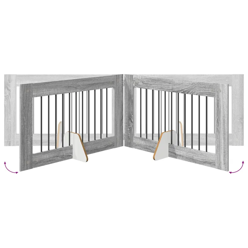 Šunų vartai su stovais 4 pcs Pilka sonoma ąžuolo 100 x 60 cm