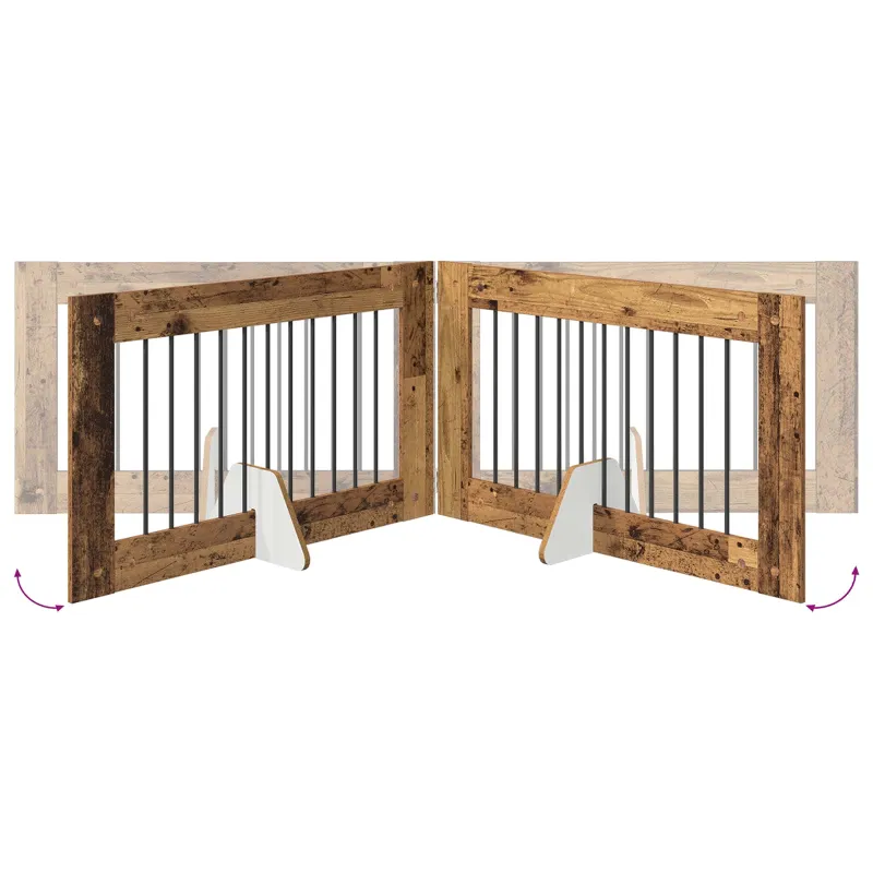Šunų vartai su stovais 4 pcs Sendintos medienos 100 x 60 cm