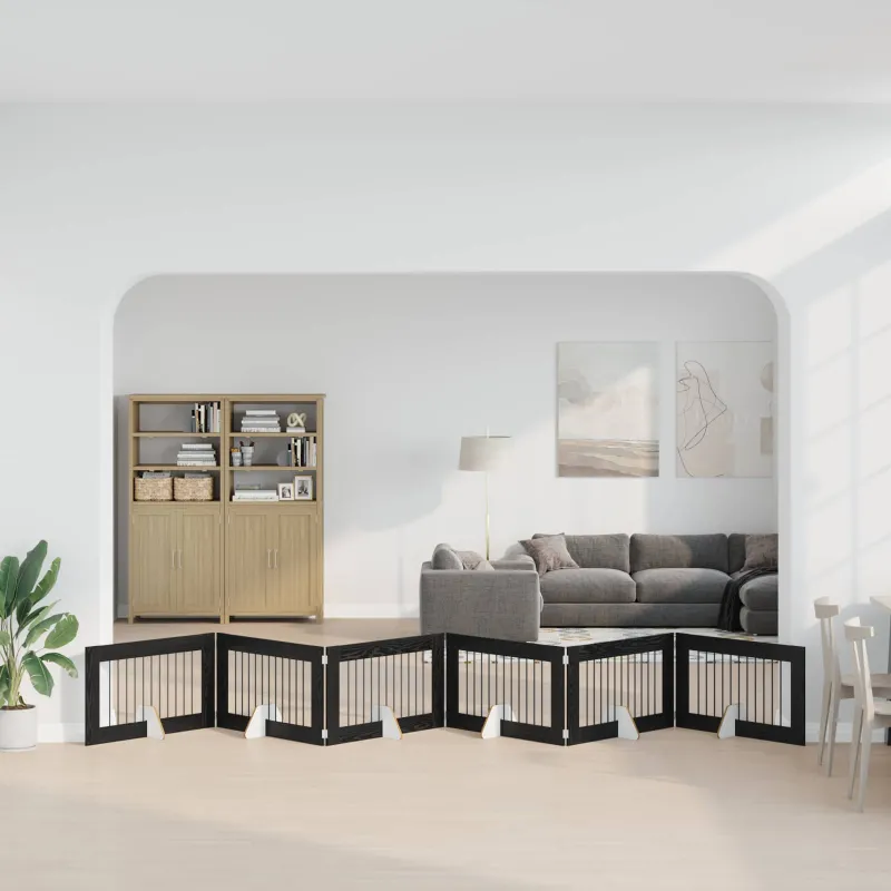 Šunų vartai su stovais 6 pcs Juodojo ąžuolo 100 x 60 cm