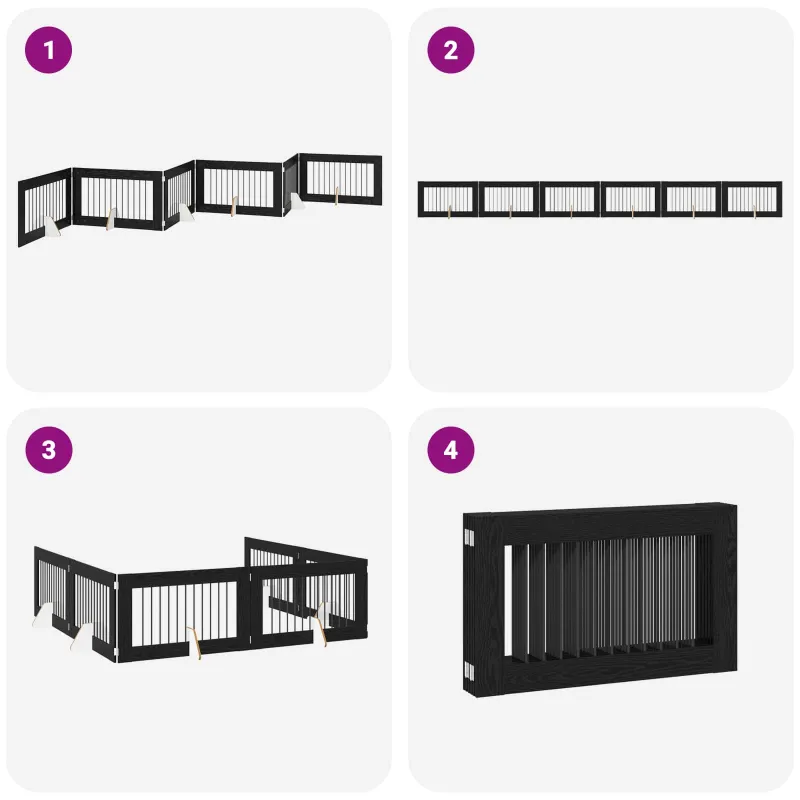 Šunų vartai su stovais 6 pcs Juodojo ąžuolo 100 x 60 cm