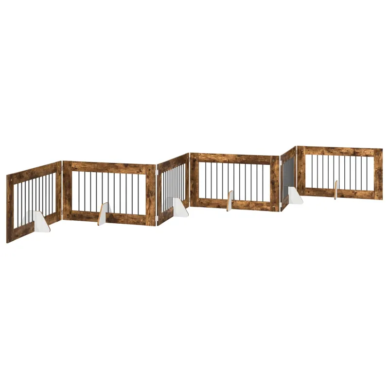 Šunų vartai su stovais 6 pcs Dūminio ąžuolo 100 x 60 cm