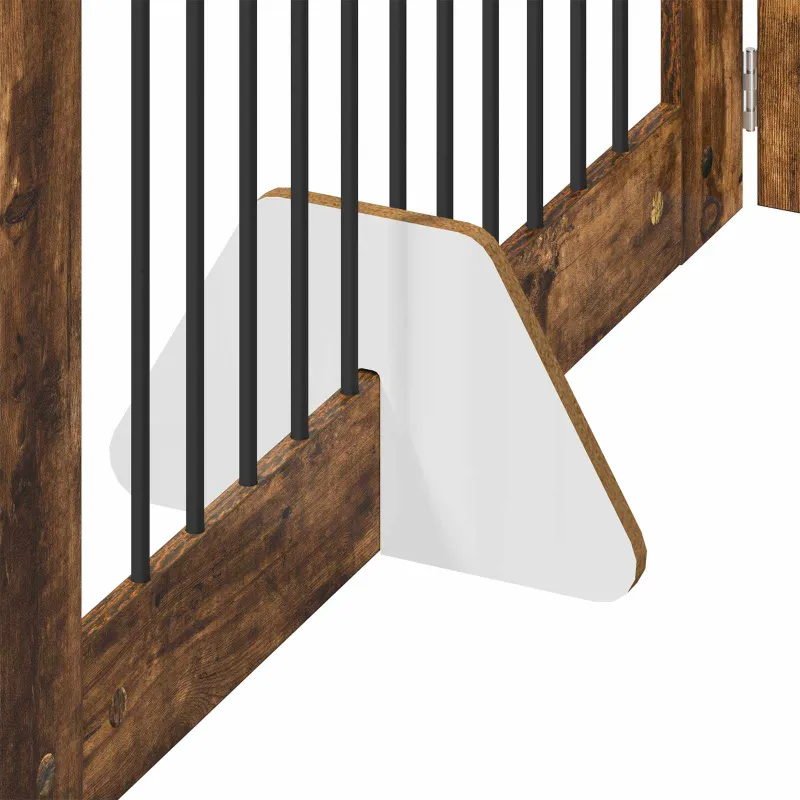 Šunų vartai su stovais 6 pcs Dūminio ąžuolo 100 x 60 cm