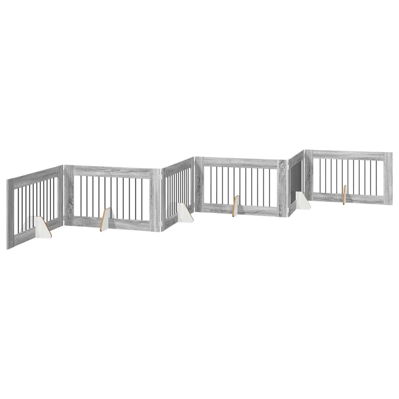 Šunų vartai su stovais 6 pcs Pilka sonoma ąžuolo 100 x 60 cm