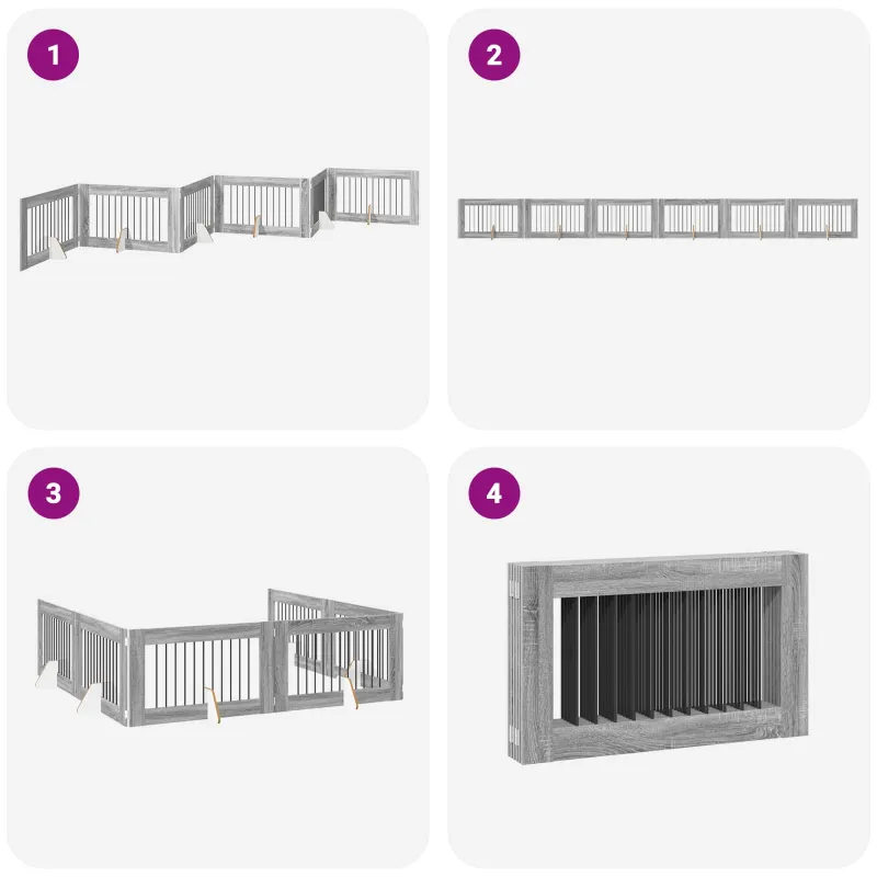 Šunų vartai su stovais 6 pcs Pilka sonoma ąžuolo 100 x 60 cm