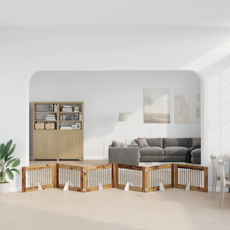 Šunų vartai su stovais 6 pcs Sendintos medienos 100 x 60 cm