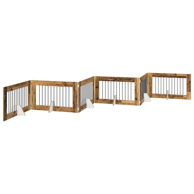 Šunų vartai su stovais 6 pcs Sendintos medienos 100 x 60 cm