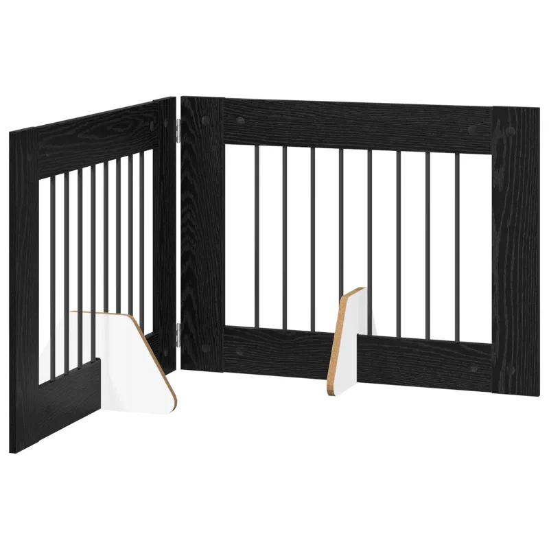 Šunų vartai su stovais 2 pcs Juodojo ąžuolo 80 x 60 cm