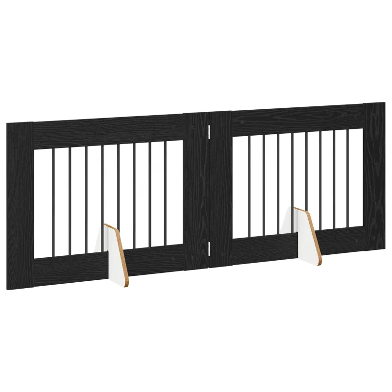 Šunų vartai su stovais 2 pcs Juodojo ąžuolo 80 x 60 cm