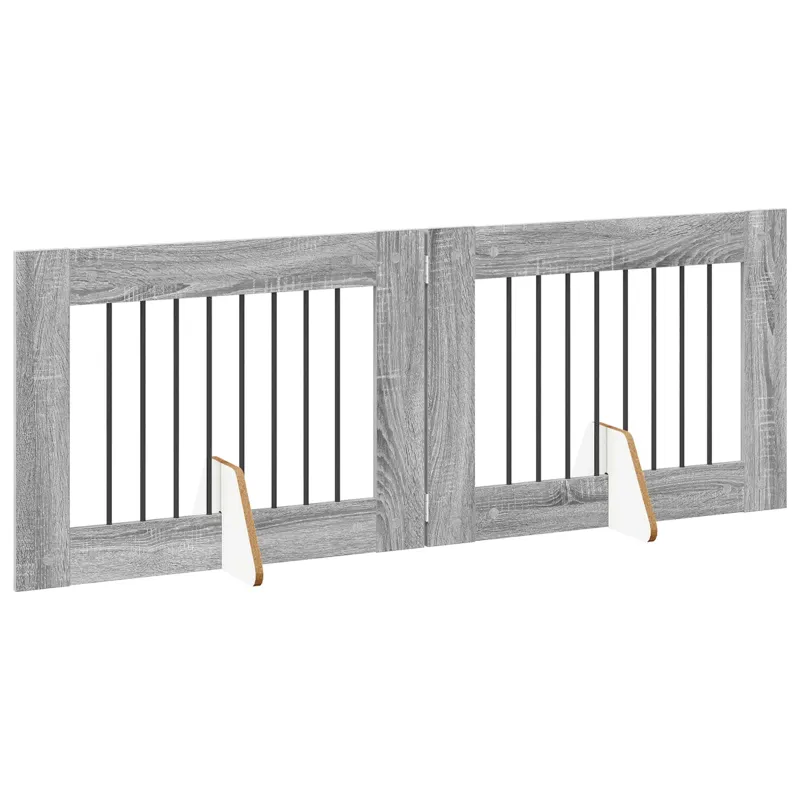 Šunų vartai su stovais 2 pcs Pilka sonoma ąžuolo 80 x 60 cm