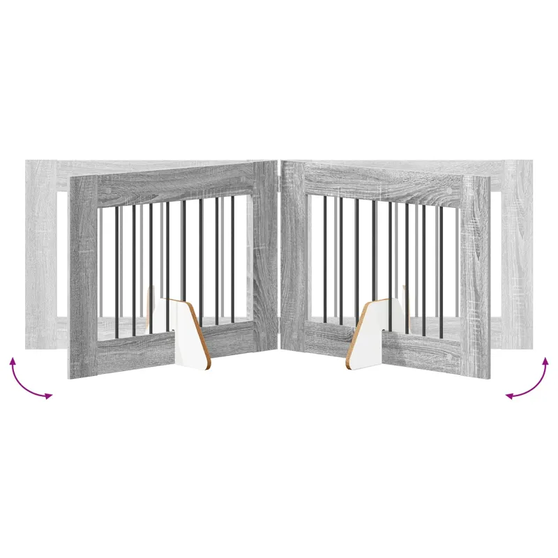 Šunų vartai su stovais 2 pcs Pilka sonoma ąžuolo 80 x 60 cm