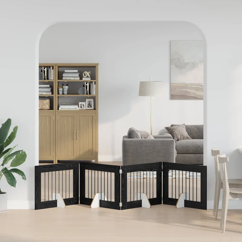 Šunų vartai su stovais 4 pcs Juodojo ąžuolo 80 x 60 cm