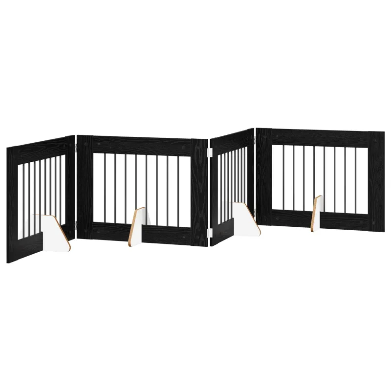 Šunų vartai su stovais 4 pcs Juodojo ąžuolo 80 x 60 cm