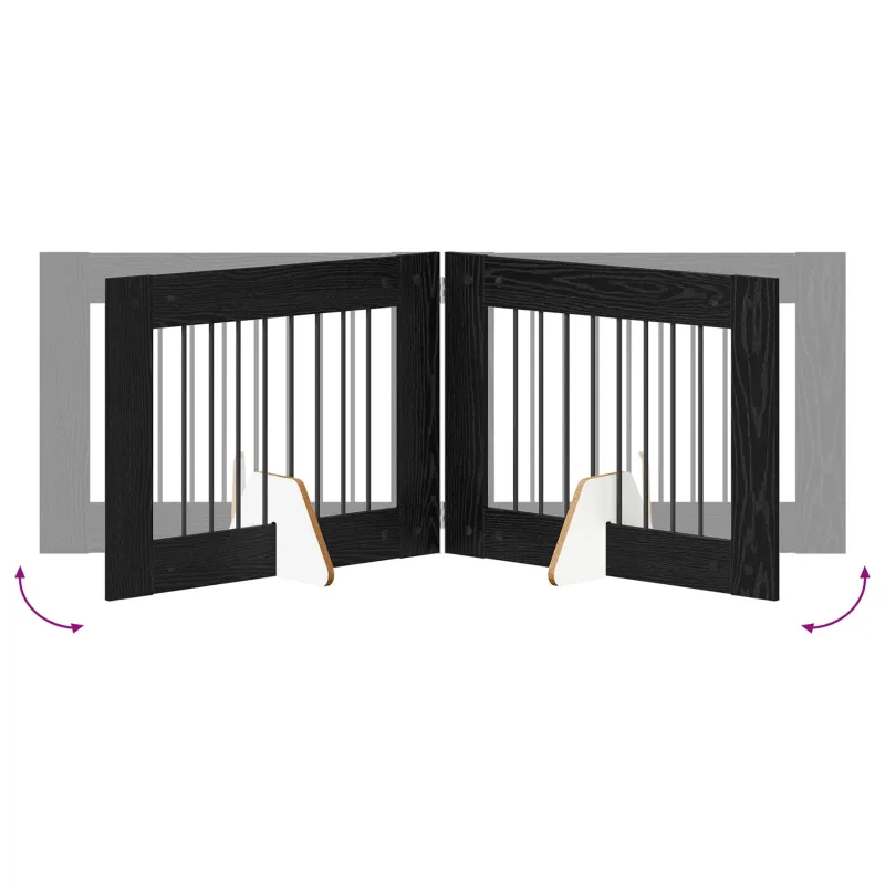 Šunų vartai su stovais 4 pcs Juodojo ąžuolo 80 x 60 cm