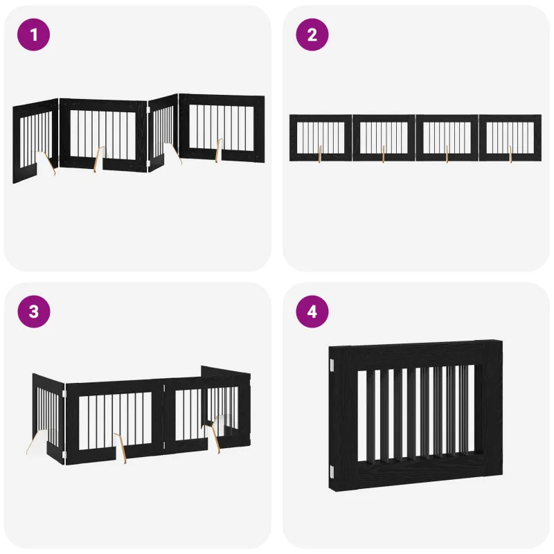 Šunų vartai su stovais 4 pcs Juodojo ąžuolo 80 x 60 cm