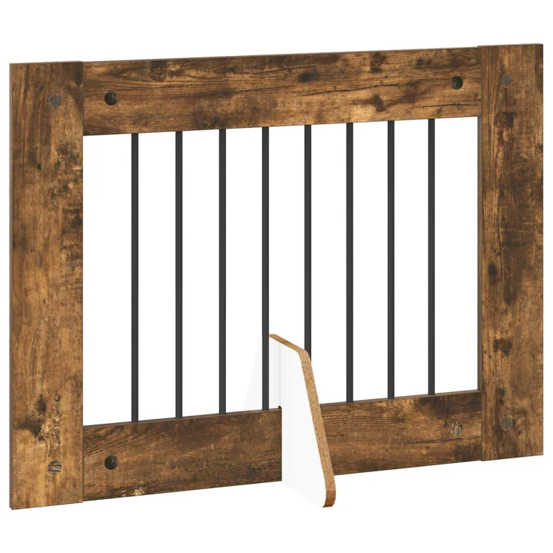 Šunų vartai su stovais 4 pcs Dūminio ąžuolo 80 x 60 cm