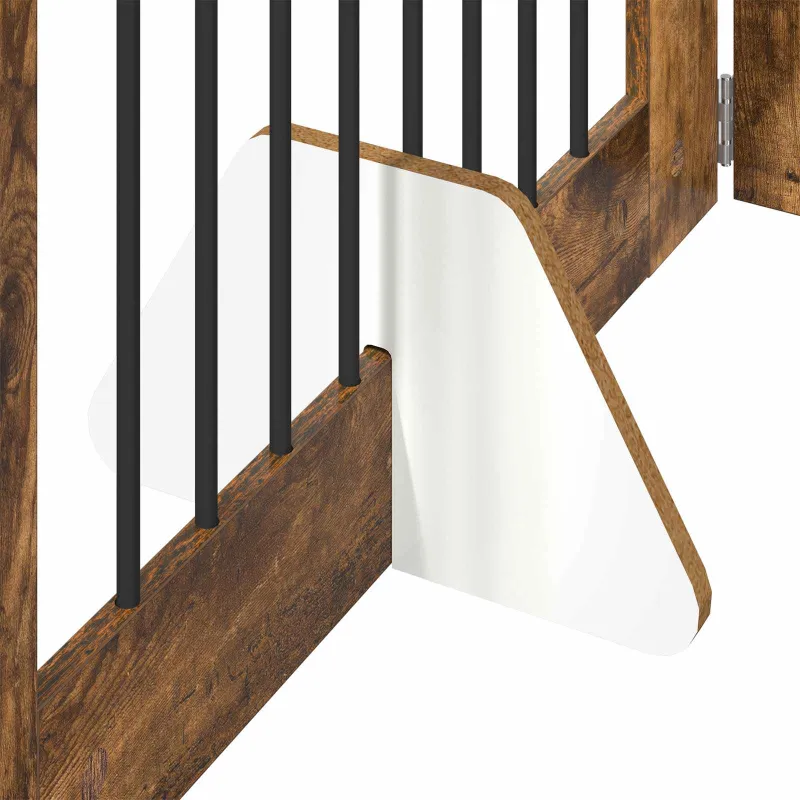 Šunų vartai su stovais 4 pcs Dūminio ąžuolo 80 x 60 cm