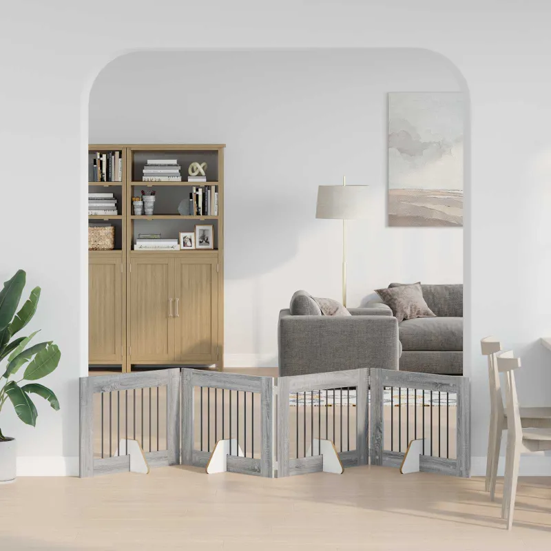 Šunų vartai su stovais 4 pcs Pilka sonoma ąžuolo 80 x 60 cm